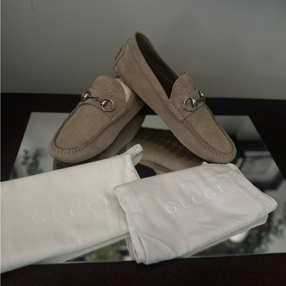 Gucci Tan Loafers with Horsebit Detail